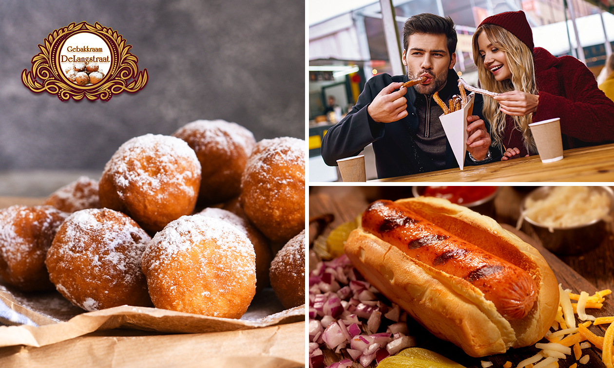 10 oliebollen, churros, braadworst of broodje Unox voor afhaal