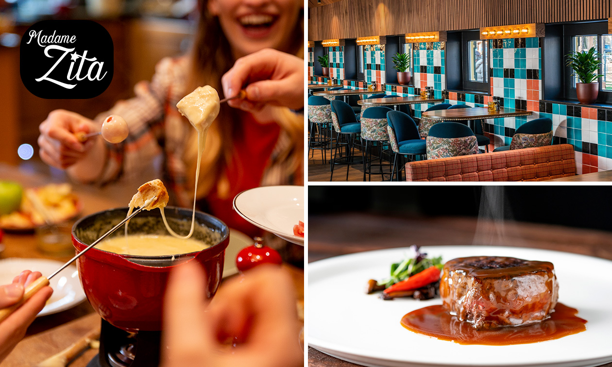 Kaas- of vleesfondue + dessert bij Madame Zita