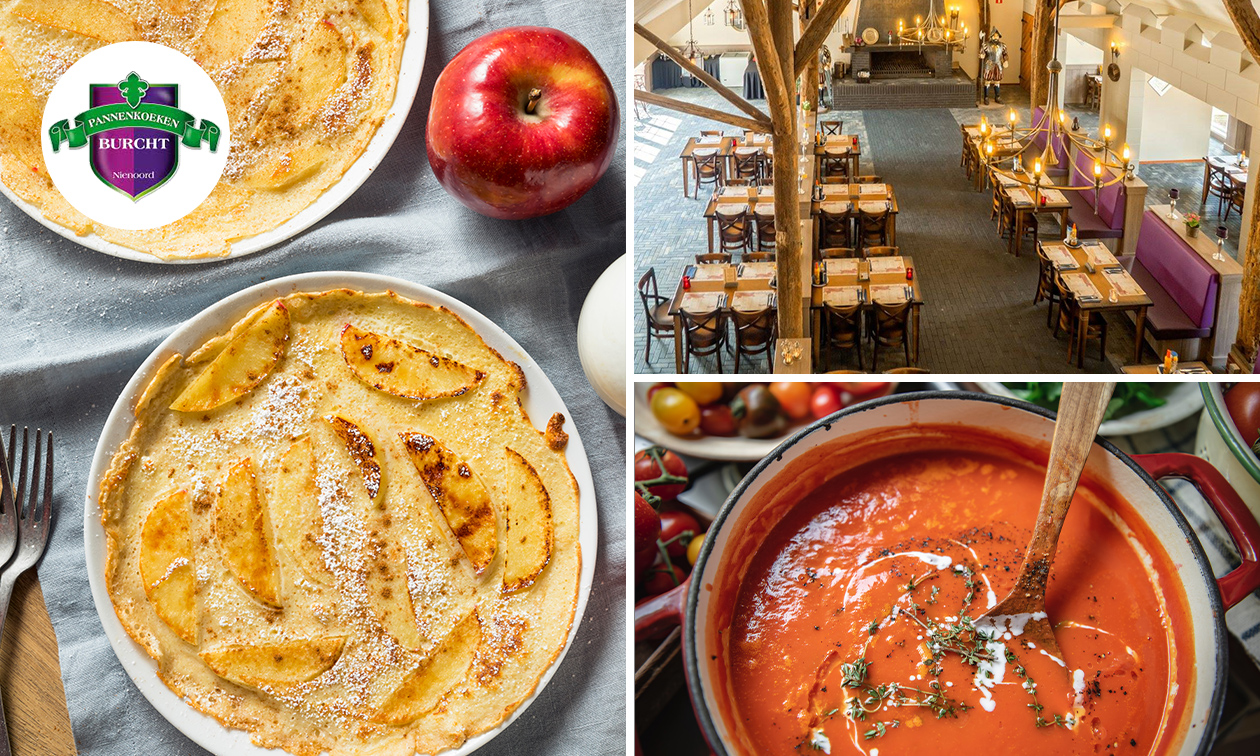 3-gangen keuzediner of kindermenu bij Pannenkoekenburcht Nienoord