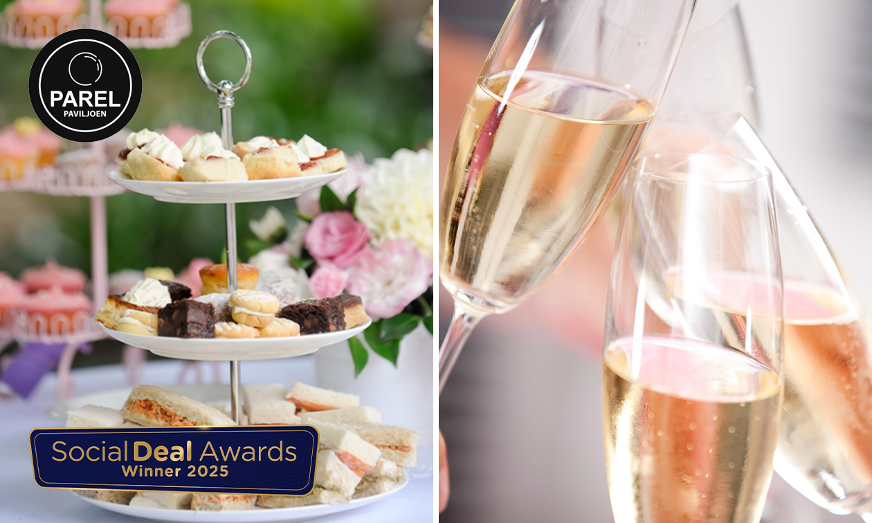 High tea + glas bubbels bij Parel Paviljoen