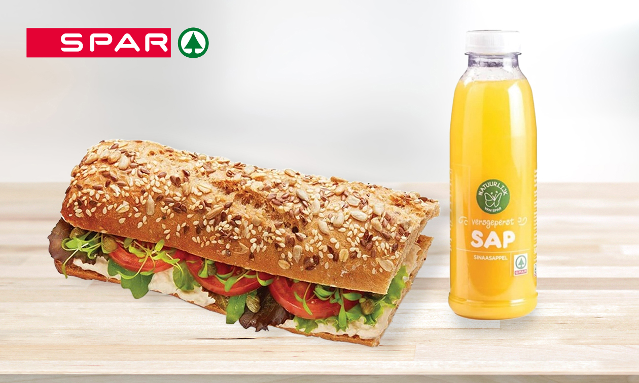 Belegd broodje + vers sinaasappelsap voor afhaal bij SPAR City Den Bosch