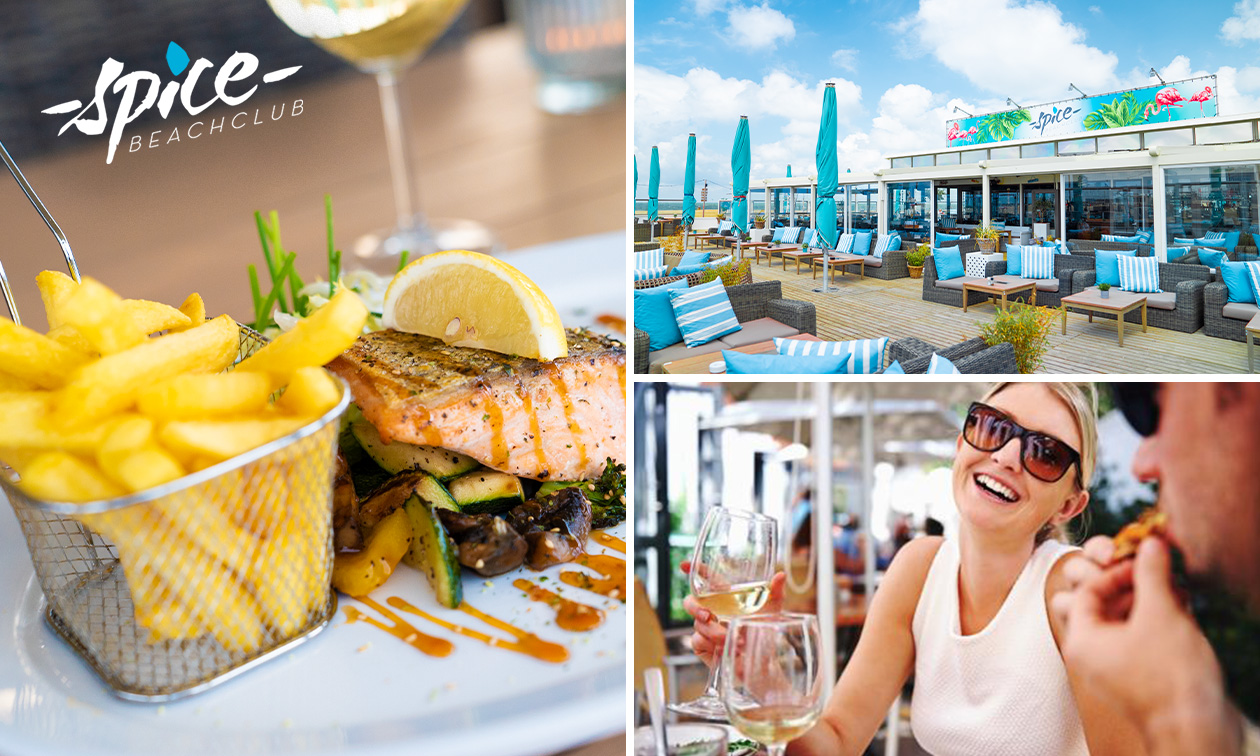 Hoofdgerecht of 2-gangendiner bij Spice Beach Club